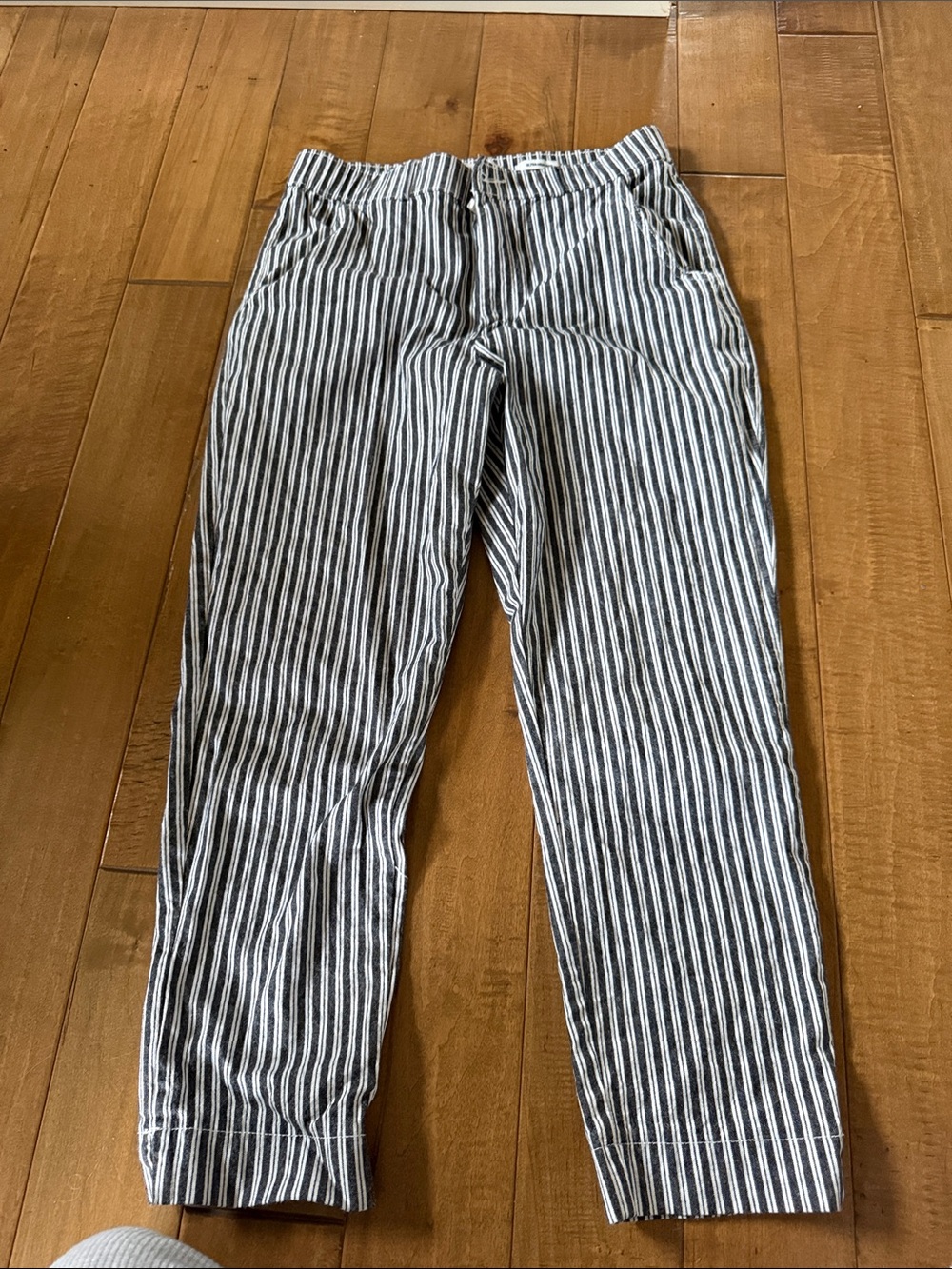 Striped Black and White Casual Pants